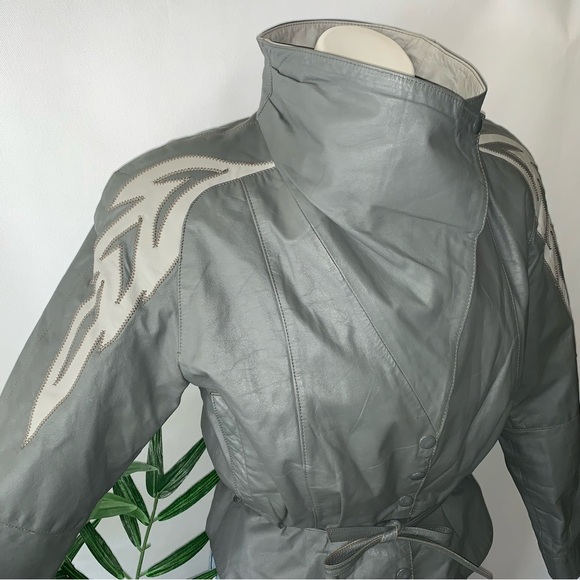 v i n t a g e :: Funnel Neck Leather Jacket Patchwork Phoenix - Picture 15 of 15